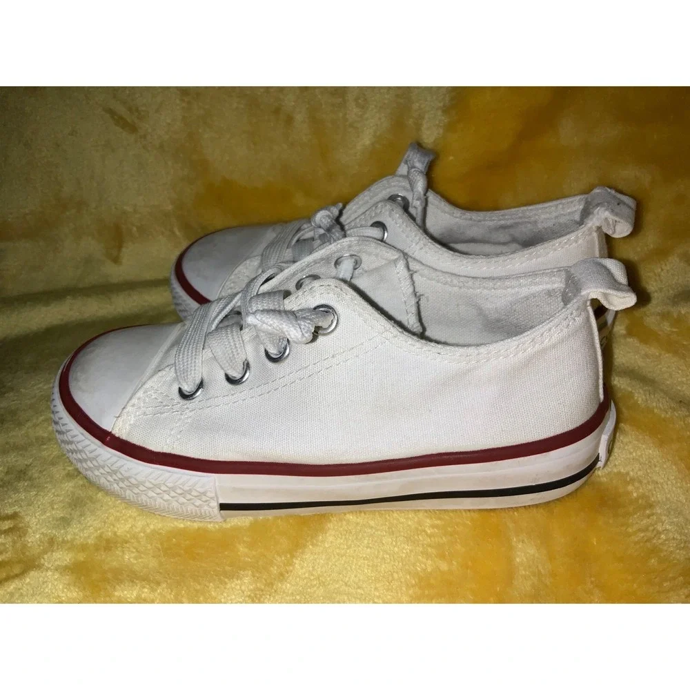 Cubufly Canvas Sneakers Toddler Kids White‎ Lace Up Casual Shoes